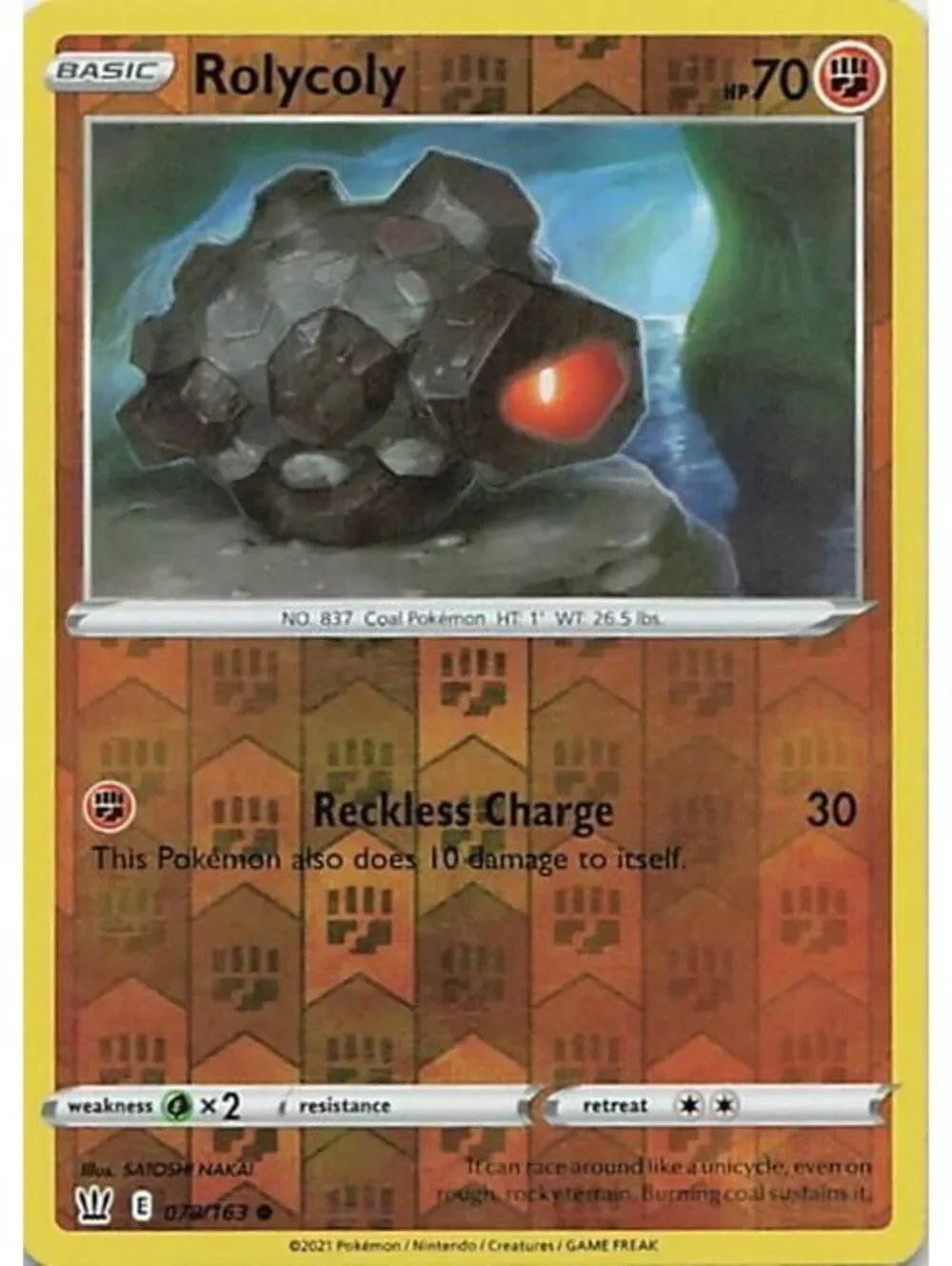 rolycoly pokemon card TCG: 031/073 (Reverse Holo) Weakness Grass ×2 Resistance None None Retreat Cost Rolycoly Price & Card Details
